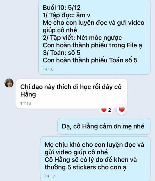 Theo dõi tiến bộ từng tháng, gửi báo cáo cho phụ huynh